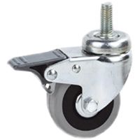 Ρόδα επίπλων, μη μαρκαδόρα, γκρι λάστιχο, με περιστρεφόμενο βραχίονα με άξονα, με φρένο, 379103AE