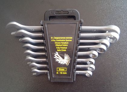 8 pcs Combination spaner set 8-19 mm, LT14655/Prof