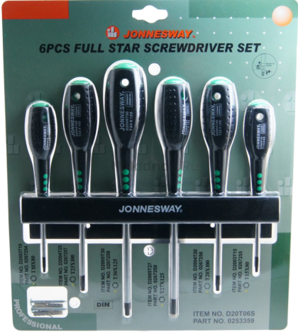 Torx Screwdriver Set 6 pcs., D20T06S