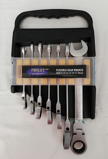 7 τεμ Σετ γερμανικών κλειδιών με αρθρωτή καστάνια 8-19 mm, PROF, 150363