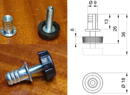 Ρυθμιζόμενα πόδια επίπλων Ø18 × М6x20