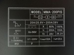 Μηχανή συγκόλλησης inverter 200A τεχνολογίας IGBT MMA-200PIS
