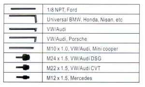 Σύστημα πλήρωσης λαδιού μετάδοσης 7,5 λίτρων με σετ 8 τεμαχίων προσαρμογέων, 027-0601