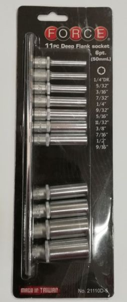 Комплект удължени цолови шестостенни вложки 1/4" 11 бр., 21110D-5