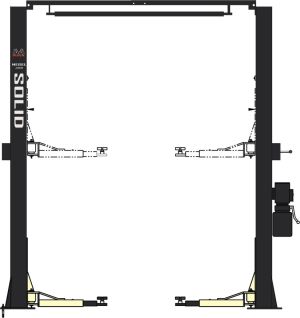 4 ton Electro-hydraulic 2-post lift, clear floor L-2140 + 4*85 mm Adapters 1 Phase