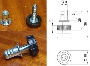 Ρυθμιζόμενα πόδια επίπλων Ø18 × М6x20