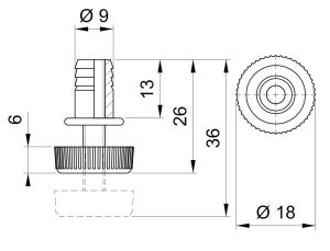 Ρυθμιζόμενα πόδια επίπλων Ø18 × М6x20