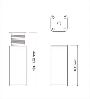 Ρυθμιζόμενο πόδι επίπλων 40х40х100 mm A121