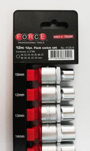 Σετ καρυδάκια 10-24mm 1/2"Dr. 12-πλευρ. Flank, 4125-9