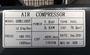 300 л Бутален трифазен компресор с ремъчно задвижване, 51020