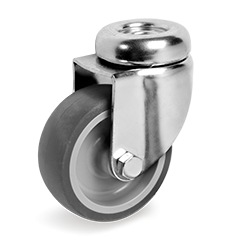 Ø50mm Thermoplastic rubber wheel, polypropylene centre, swivel bracket with bolt hole, 383201