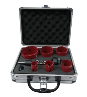 Σετ πριονιών οπών 9 τεμαχίων Bi-metal 22-64mm σε αλουμινένια θήκη