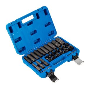 18 Pcs 1/4″ Drive Impact Twist Spiral Extractor Socket Set for Damaged Bolts & Nuts – MG51489