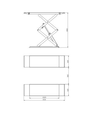 3 тона Професионален Електро-хидравличен Ножичен Подемник, Full Rise, F3000